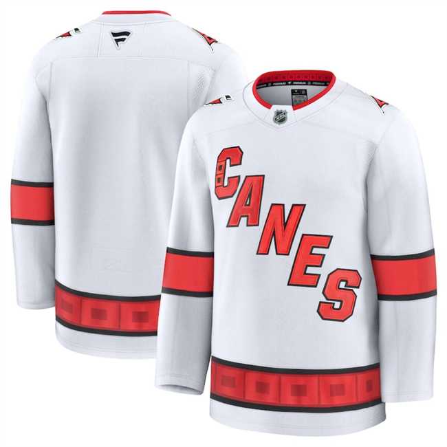 Mens Carolina Hurricanes Custom White 2024-25 Away Stitched Hockey Jersey